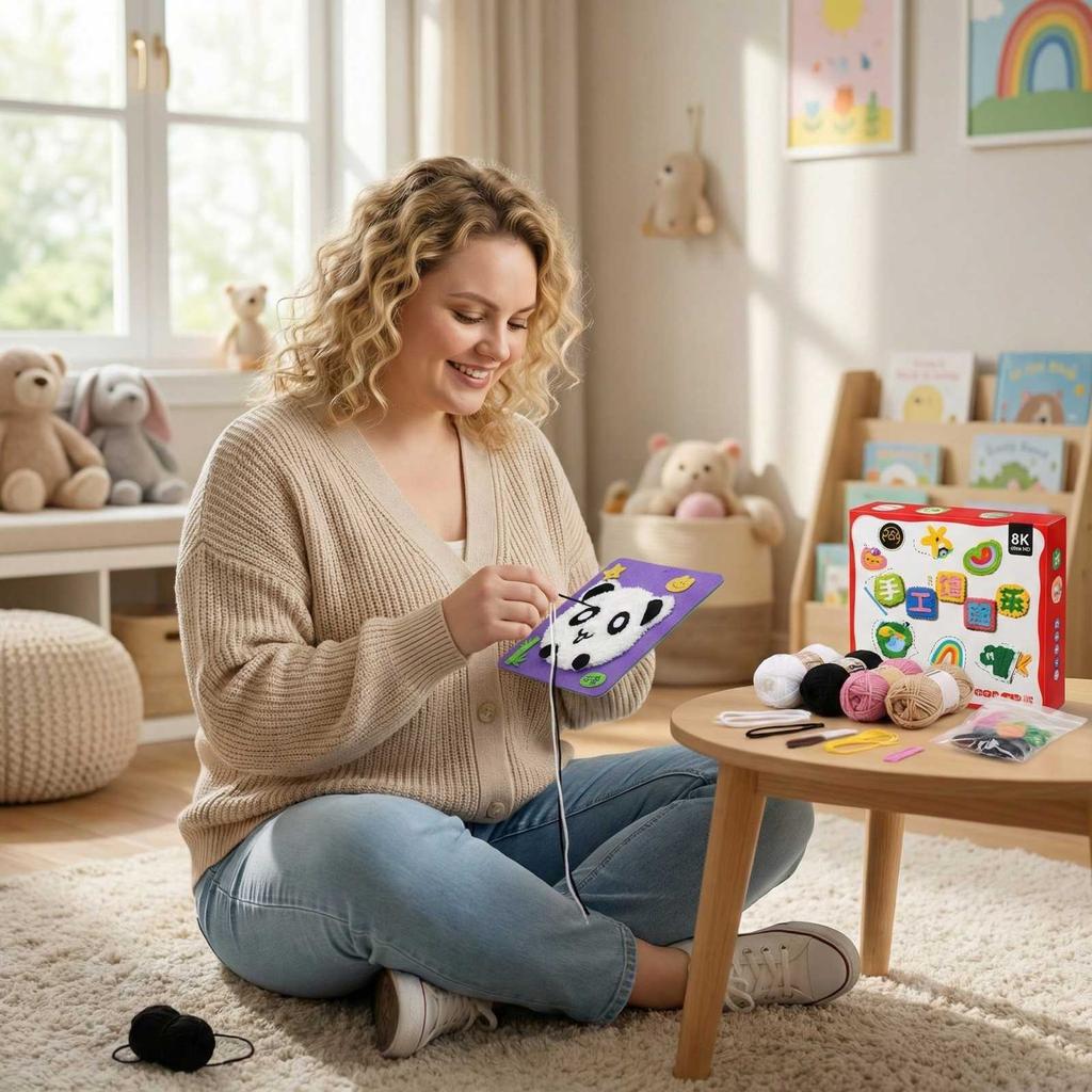 Bricolage pour enfants, Peinture à la laine à broder, Puzzle Dessin animé, Kit de matériaux de fabrication, Jouet scientifique et éducatif, Cadeau