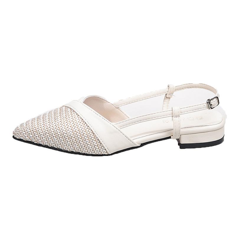 European Station Sandals 2025 New Summer Half Baotou with Elegant Fairy Pointed Versatile Women's Flats