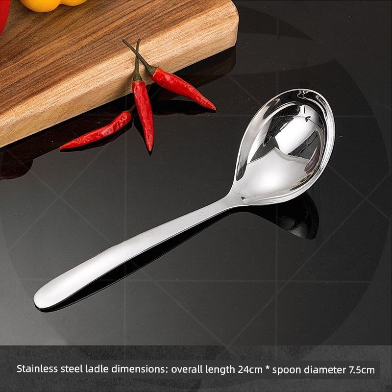 Household Soup Spoon 304J Stainless Steel Spoon Large Head Deepened Soup Spoon Dining Spoon Kitchen Soup Spoon Noodle Spoon