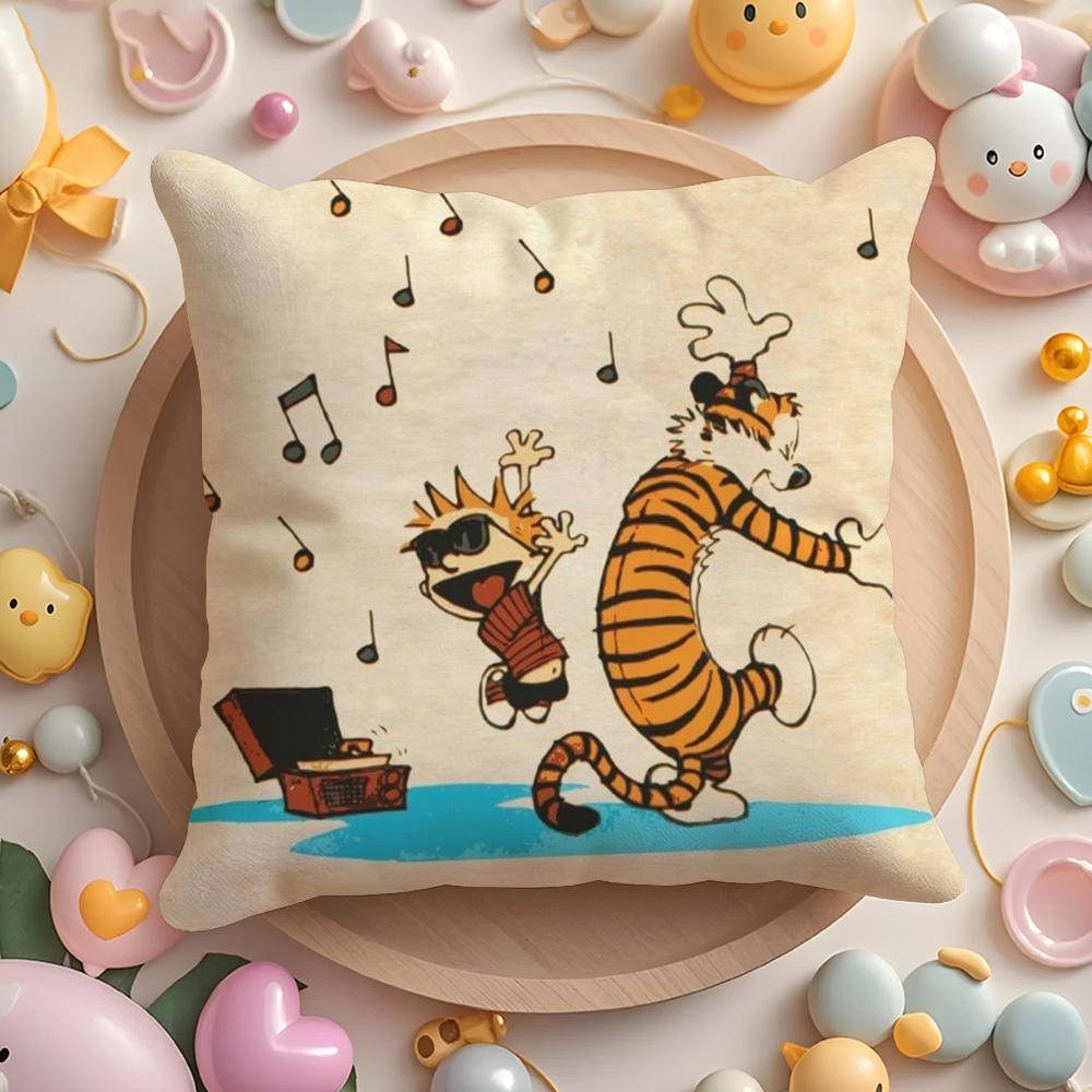 C-Calvin And H-Hobbes Cushion Cover Short Plush Double-Sided Printing Home Machine Washable In Warm Winter Pillow Case