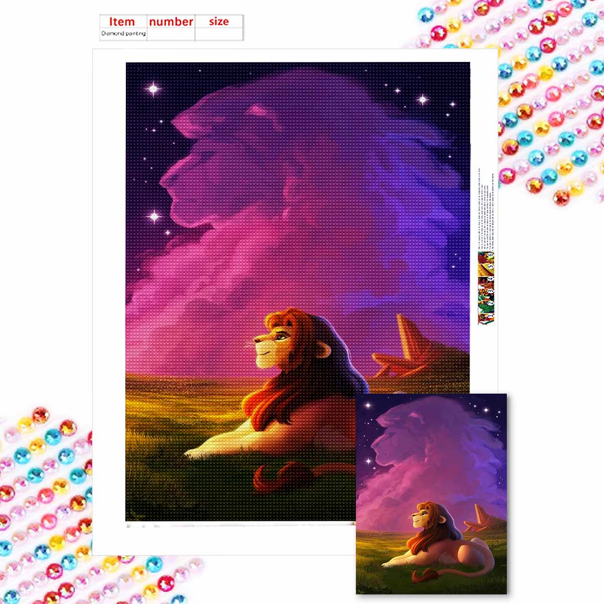 

5D Алмазная живопись своими руками Красивый Король Лев Полная выкладка Стразы Мозаика Вышивка Изделия ручной работы Домашний декор Подарок Round 20x30cm