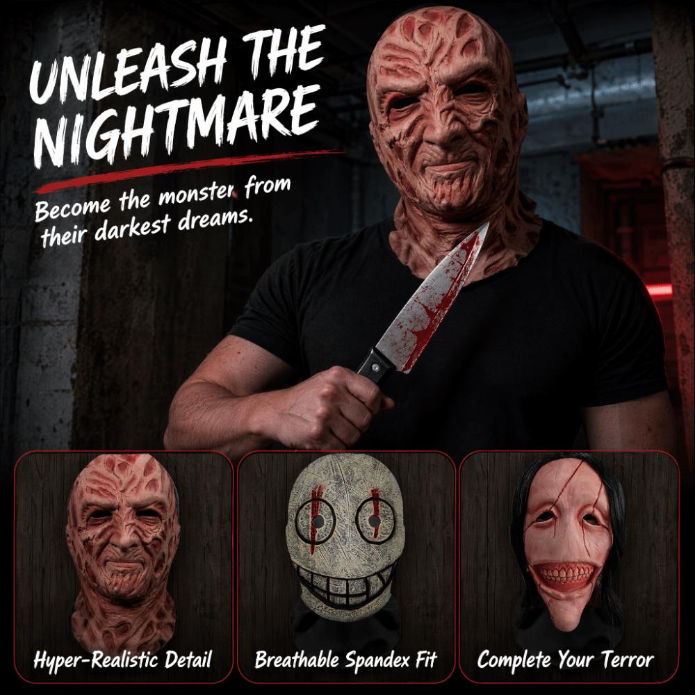 Scary Design Cosplay Mask Stretch Mesh Horror Mask Ghost Face Full Face Mask Performance Show