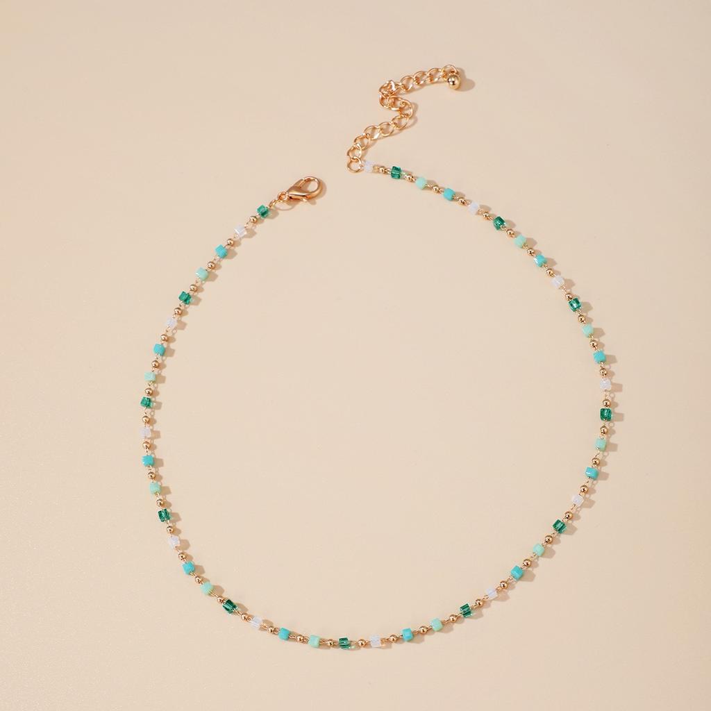 Rice Bead Woven Imitation Pearl Necklace Ethnic Mix And  Gravel Necklace Women
