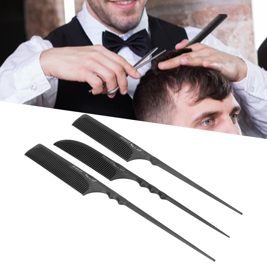 Tail Comb Professional Grade Heat Resistant Hairdressing Styling Salon Combs for All Hair Types Blac