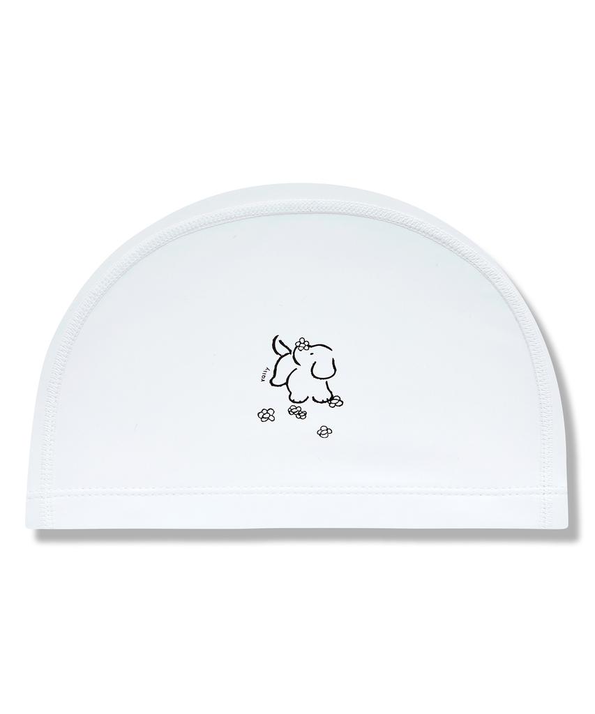 Laelliseupocheu [Rruc510 Wht] Puppy And Flower Urethane Coated Swim Cap White