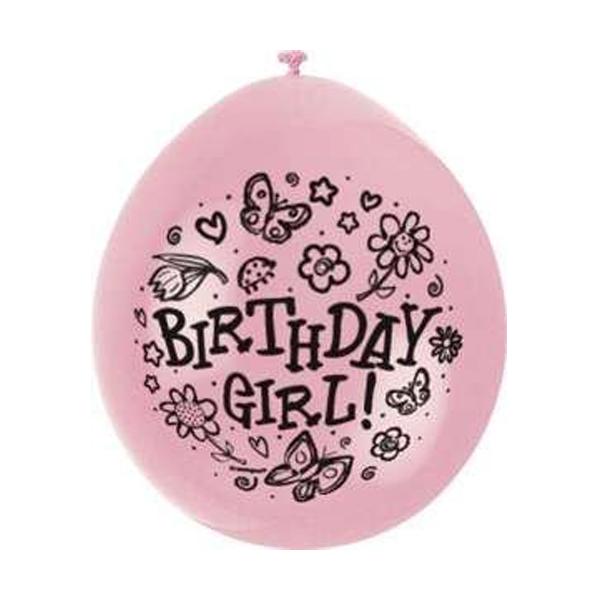 Birthday Girl Latex Flowers Balloons (Pack of 10)