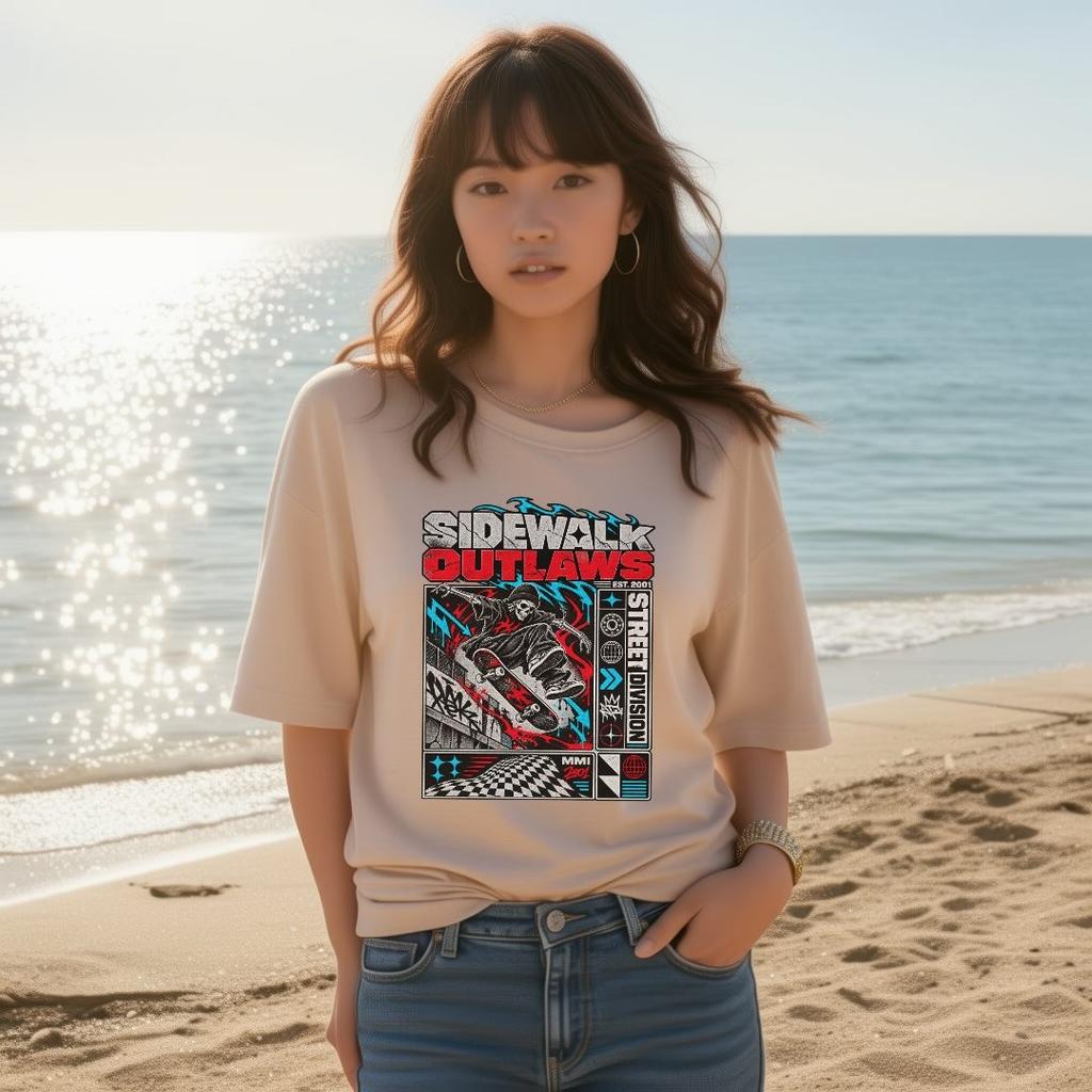 Sidewalk Outlaws 2001 Skate Punk Vintage Y2K Streetwear T-Shirt