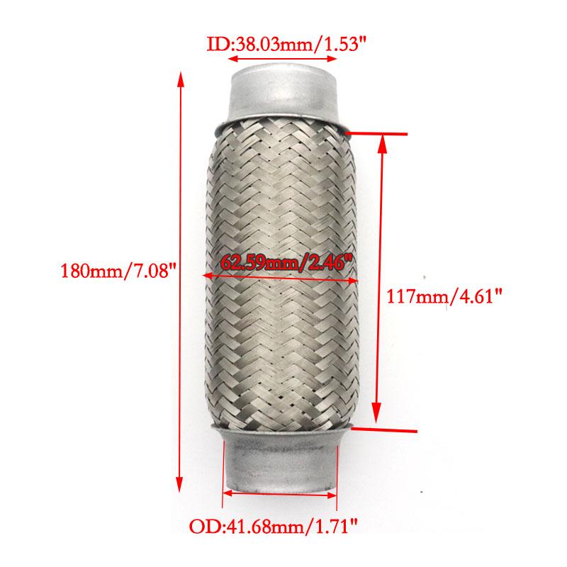 ID 38/51mm Auto Auspuffrohr Teleskop Flexible Verbindung Geflecht Balg Edelstahl Schalldämpfer Rohrverbinder Geschweißt Universal