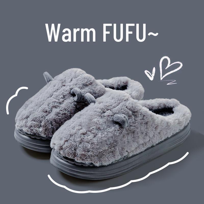 2025 Women's Winter Cotton Slippers: Thick Sole, Plus Velvet, Warm Home & Outdoor Wear for Postpartum Comfort