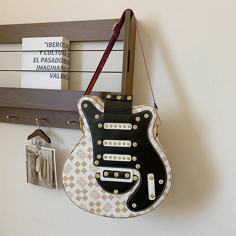 New Popular Combination Motorcycle Guitar Backpack Fashionable and Personalized Versatile Women's Crossbody Bag