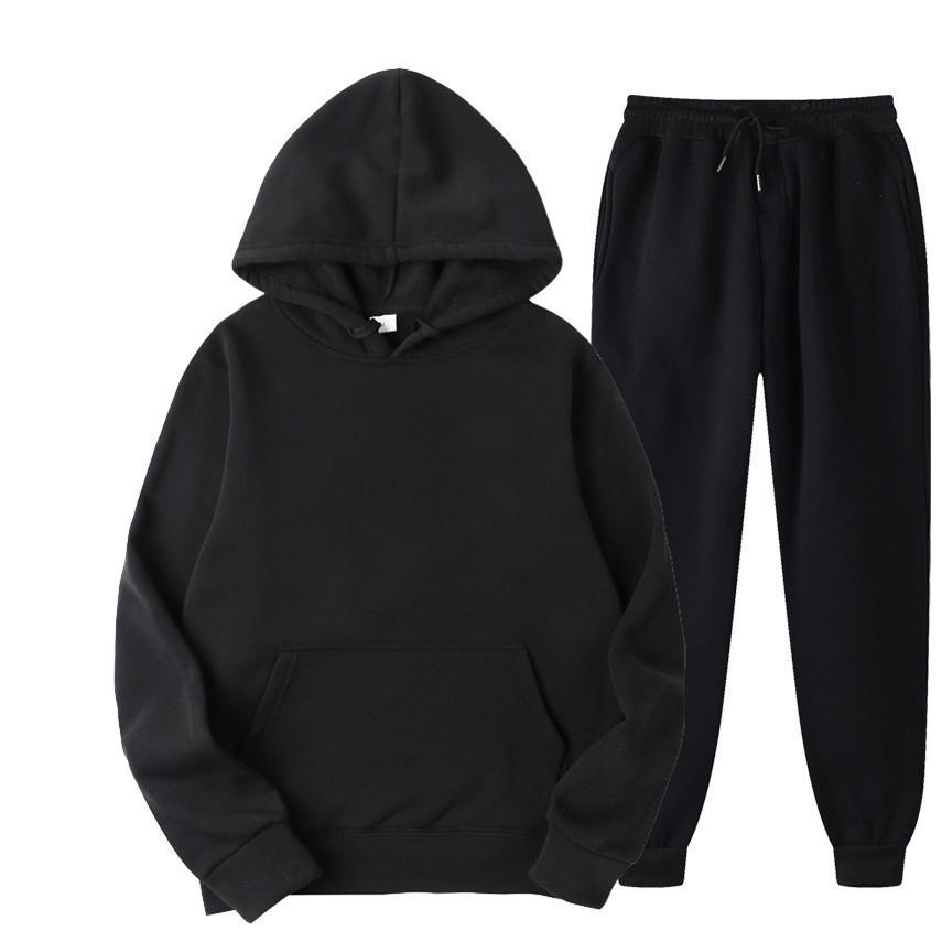 Unisex Sports Fleece-Lined Hoodie & Sweatpants Set with Custom Logo Option