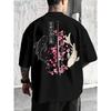 Japanese Cherry Blossom Print T-shirt Men's and Women's Summer Cotton Y2K Clothing Breathable Fashion Short Sleeve Top