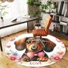 1pc Dachshund Love Pattern Office Round Rugs, Under Chair Round Rugs for Living Room, Bedroom, Bathroom Decoration Carpet 091863