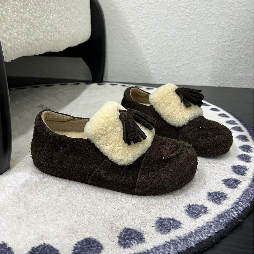 Women's Large Size Soft Sole Heightening Winter Warm Fur One Anti-slip Snow Boots Fluffy Lined Ankle Boots Outdoor Sports Fur Leather Shoes