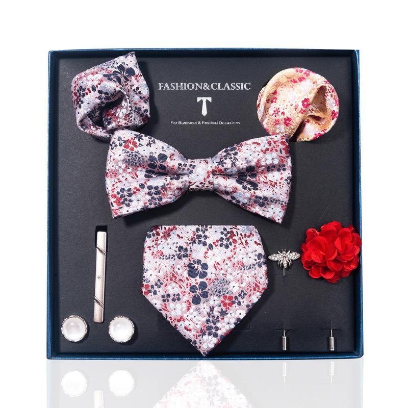 Luxury Groom Tie, Pocket Square & Boutonniere Gift Set for Weddings