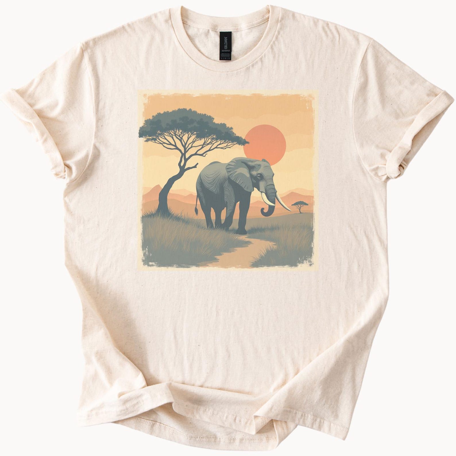Elephant Safari Sunset Graphic Shirt Tshirt 150