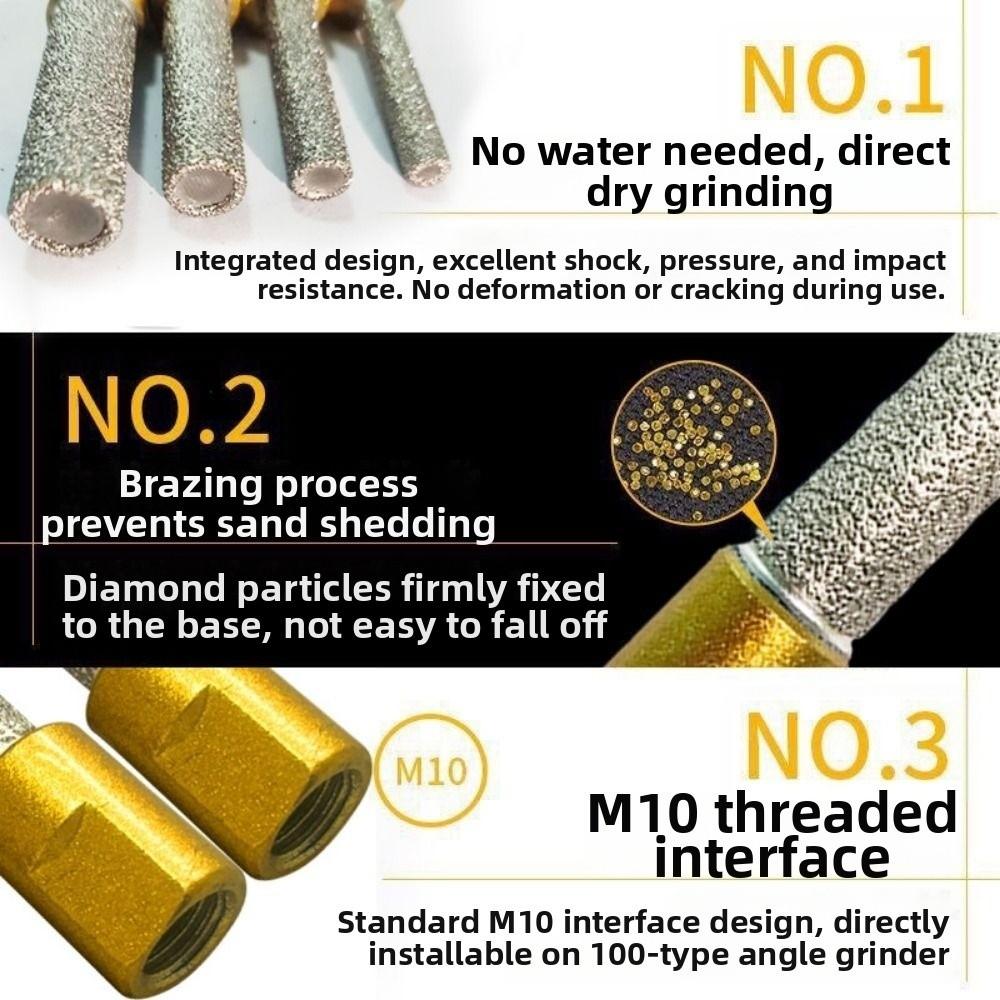 4pcs Hexagonal Shank Ceramic Tile Drilling Bit Dry-drilling M10 Thread Tile Hole Opener 6/8/10/12mm Brazing Tile Drill Bit