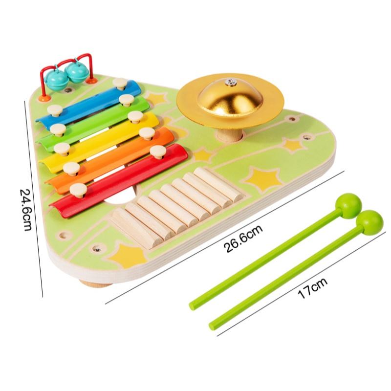 Multifunktionstisch Spielzeug für Babys mit Musik, Holzmusikinstrument Spielzeug für Kinder von 3 bis 6 Jahren, Montessori Frühpädagogisches Spielzeug