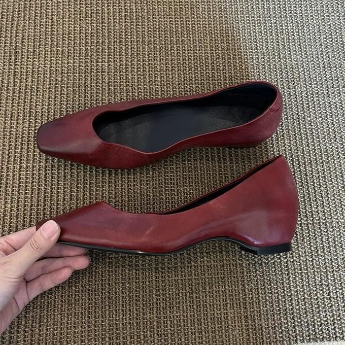 Sheepskin Version~ French Niche Polished Small Square Head Shallow Mouth Inner Height Increase Single Shoes Women's 2025 Autumn Temperament Com