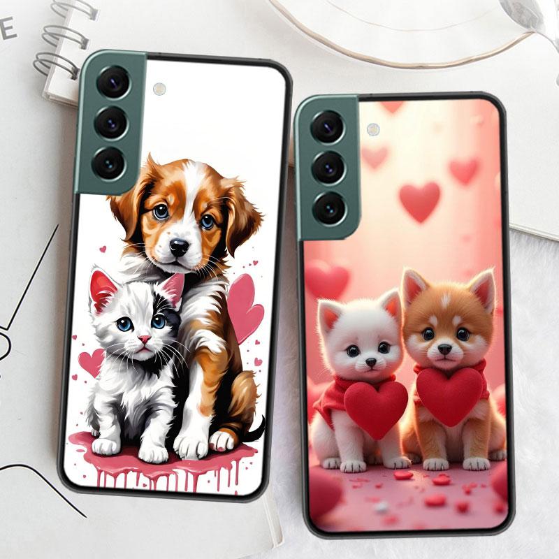 Lovely Puppy Heart Dogs Phone Case For Samsung Galaxy S22 S25 Ultra S21 S10 Plus S26 Edge S20 S23 S24 FE Cover Silicone Soft
