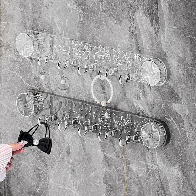 5 Hooks Rotating Suction Cup Hooks Punch-Free Strong Load-Bearing Bathroom Towel Rack Wall Mounted Ripple Row Hook