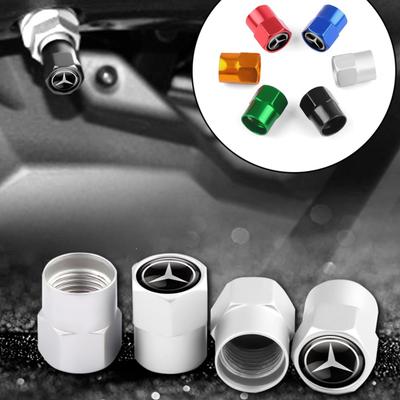 4Pcs Car Tire Valve Cap Aluminum Tyre Wheel Air Stem Valve Cap for Mercedes Benz A E C G M R S Class W176 W204 W212 W222 CLA AMG