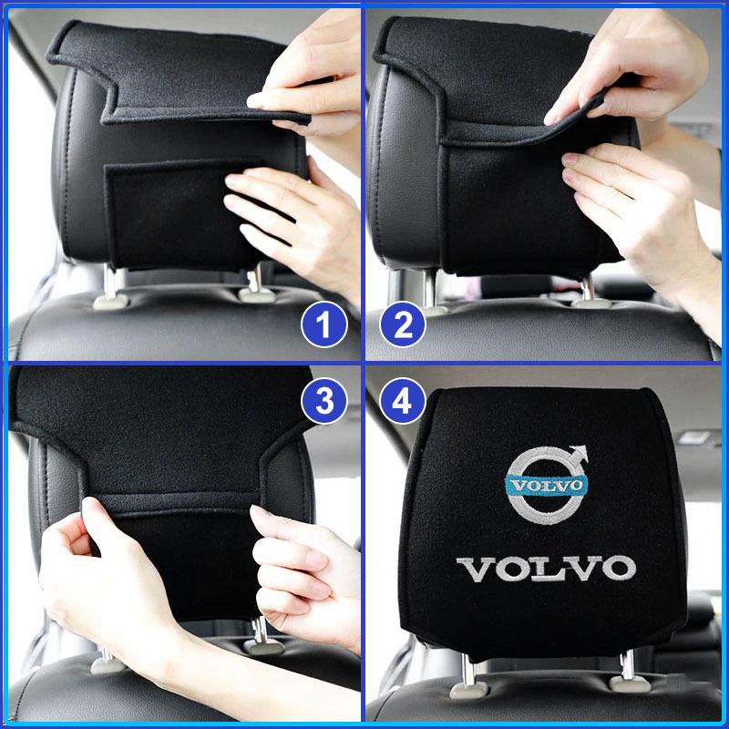 1/2pcs Car Accessories Seat Headrest Protective Covers For Volvo Rdesign XC90 S60 XC60 V70 S80 S40 V50 V40 V60 C30 S70