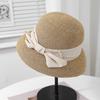 Nouveau chapeau de soleil d'été tissé pliable chapeau de protection solaire à ressort et été avec nœud