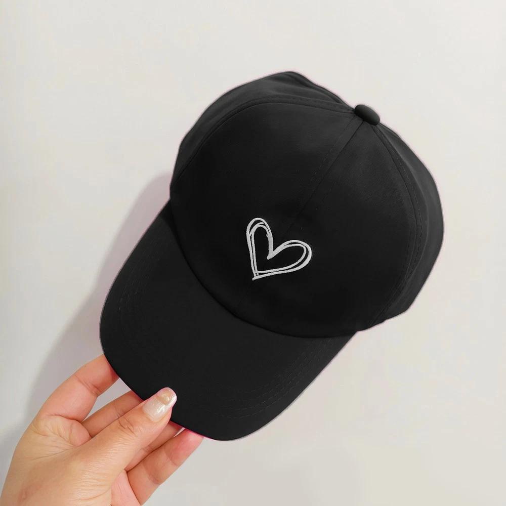 Adjustable Baseball Cap Adjustable Heart Design Hat  Cap Lightweight Kids Baseball Cap For School Outdoor Play Everyday чёрный