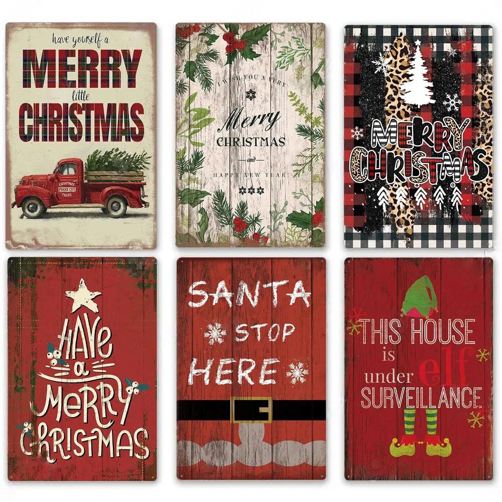 Vintage Tin Signs Merry Christmas Posters Decor Plaque Metal Plate Garden Wall Art Room Decoration New Years Gift