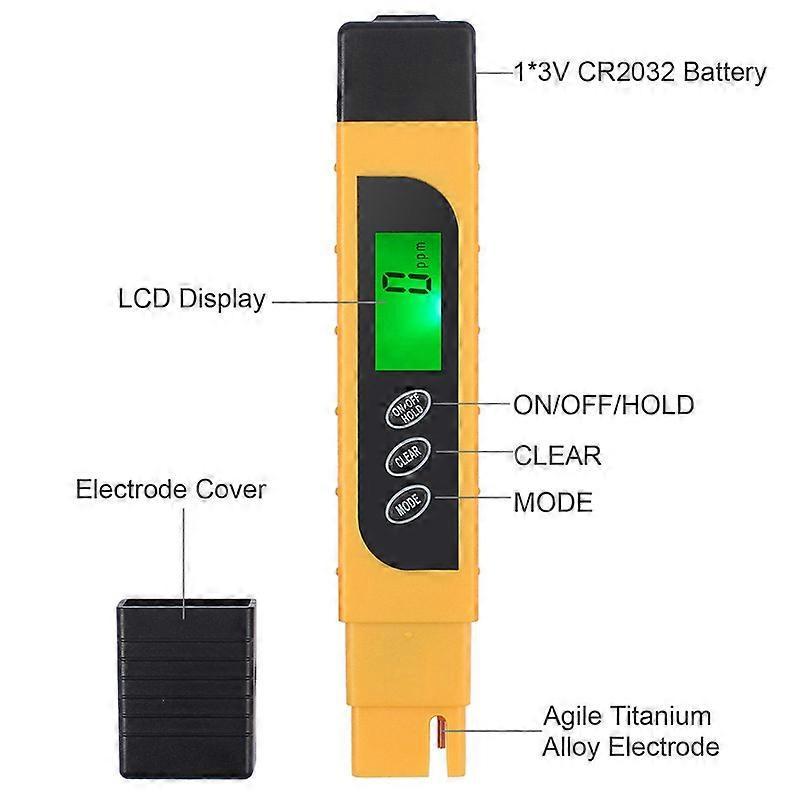 Digital TDS Tester Pen Portable Water Quality TDS EC & Temperature Meter Purity Meter TEMP PPM Test Thermometer