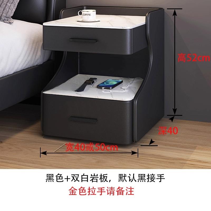 Smart Solid Wood Bedside Table,New Light Luxury Modern Style for 2025 Home Bedrooms,Compact Nightstand with Practical Storage