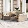 VidaXL Garden Lounge Set with Cushions 9 Pcs Beige Braided Resin Acacia 3327579