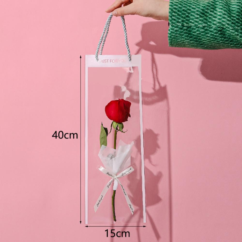 10pcs New Transparent Bouquet Gift Bag Party Supplies Decoration Flowers Wrapping Bag With Handle Birthday Gift Bag Gift