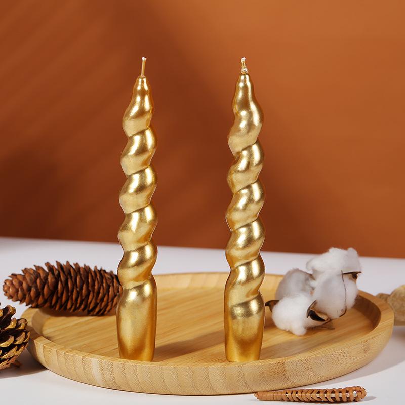 Classic Handmade Colorful Threaded Candles for Home Hotel Wedding Odorless Long Small Candles