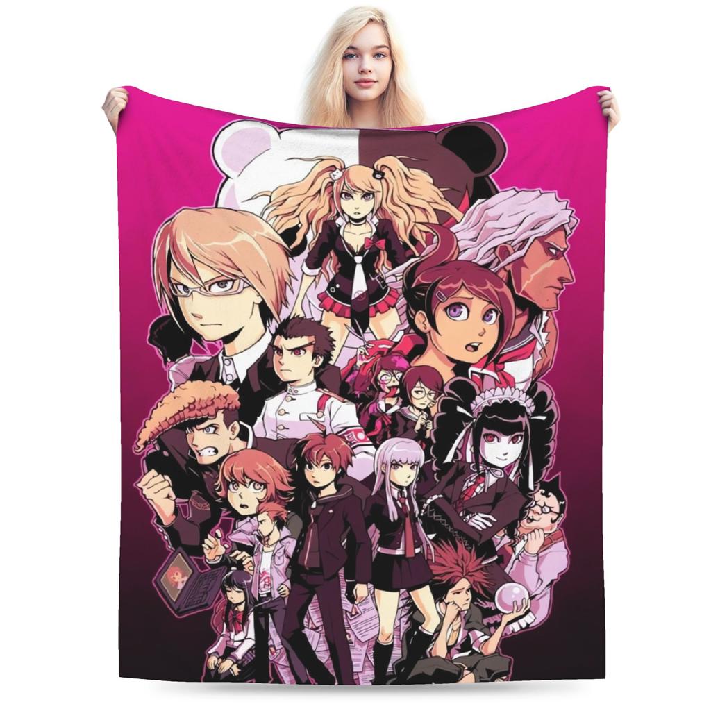 Anime Danganronpa Kawaii Blanket  Soft Novelty Plush Throw Blanket For Child Couch Chair Sofa Bed Flannel Bedspread Bed Cover