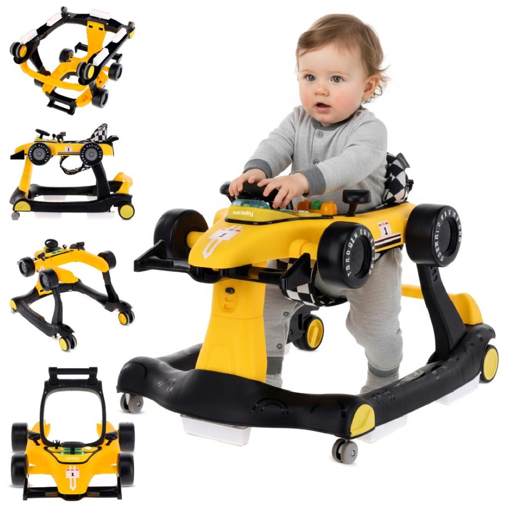 Interactive Walker Ride-on Pusher Race Car Formula 1 3in1 Yellow