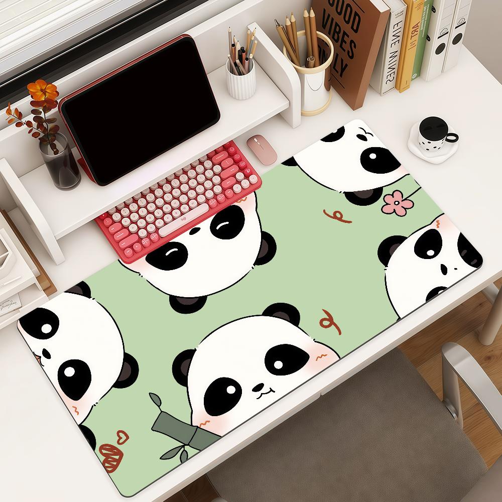 Cute Panda Mouse Pad Square Office Gaming Desk Mat Waterproof Nonslip Rubber Decorative