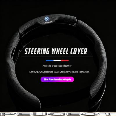 Car Steering Wheel Cover Breathable and Anti Slip Leather Handle Cover For VW Jetta Golf Passat Polo GTI Tiguan Arteon Hub Cap Lmjp00 Fkcn4