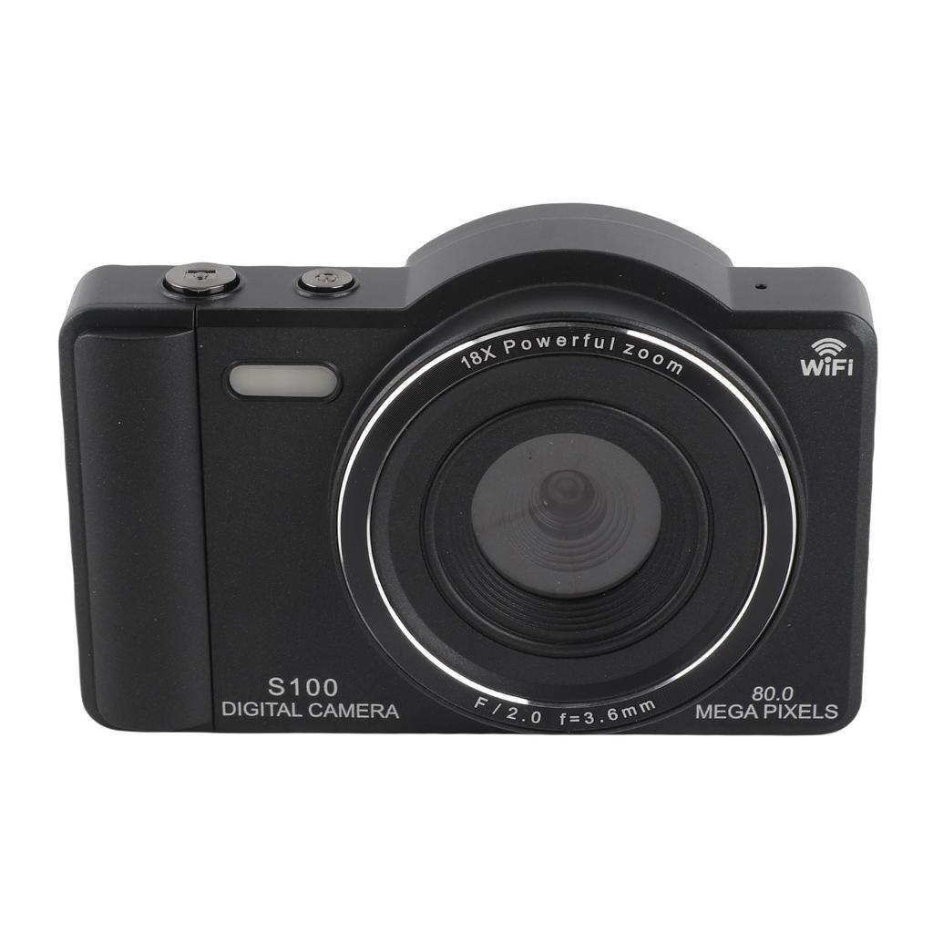 4K Digital Camera 80MP WiFi Vlog Camera with 18X Digital Zoom Built In Flash Dual Lens Selfie Auto Camera for Travel Photography