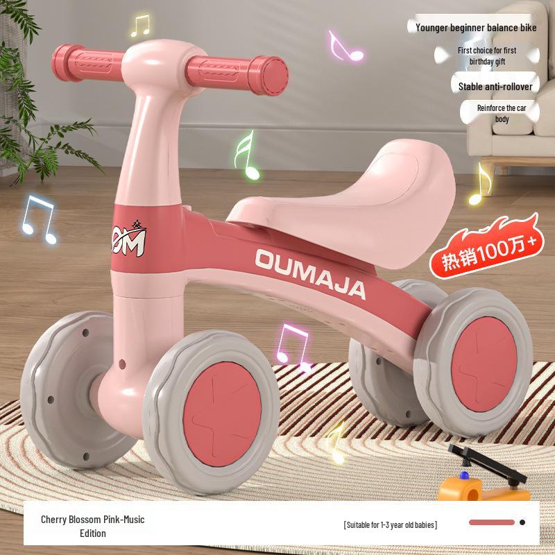 Rowerek biegowy dla malucha: Hulajnoga bez pedałów i Chodzik dla dzieci w wieku 1-3 lat na czterech kołach