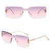 Metal Square Frameless Sunglasses For Men Women Outdoor Shades Anti UV Sun Glasses