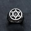 Punk Star Of David Ring Stainless Steel Vintage Silver Hexagram Biker Jewelry For Men Fashion Amulet