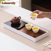 Walnut Color Bamboo Tea Tray With Water Storage Drainage Tea Table Tea Tray For Household Office Home Tea Set Accessory