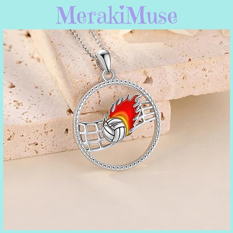 Pendant Volleyball Hollow Necklace Oil Finish Alloy Chain Enthusiasts Fashion