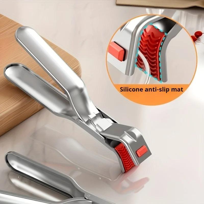 New Stainless Steel Anti-scalding Clip Hot Bowl Holder Dish Clamp Pot Pan Gripper Clip Air Fryer Dish Plate Retriever Tongs Kitchen Supplies