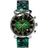 Salvatore Mara Watch Faceted Glass Chronograph Acetate Belt Gradient Men's Green Gold SM19104A-SSGRGD