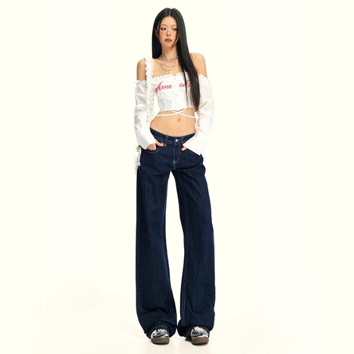 2025 American Retro Low-Waisted Wide-Leg Jeans for Autumn/Winter