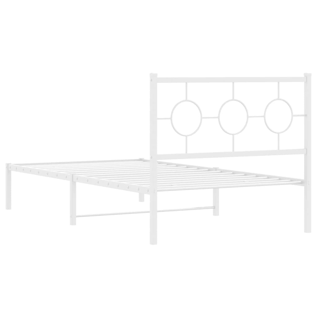 Metal Bed Frame with Headboard White 100 x 190 cm