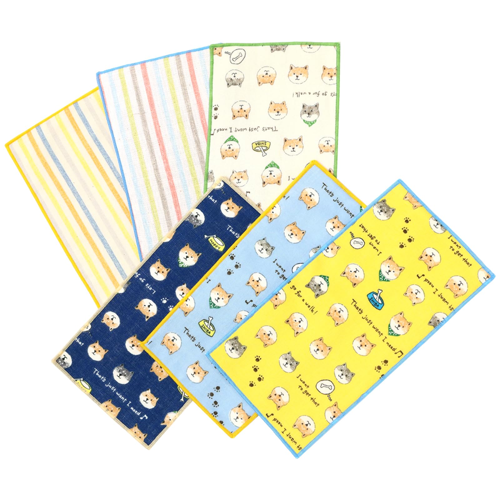 

Half Set of 6 in Gauze Handkerchiefs with Cute Shiba Inu Patterns [cluster] Kids Handkerchiefs, [Made Japan]